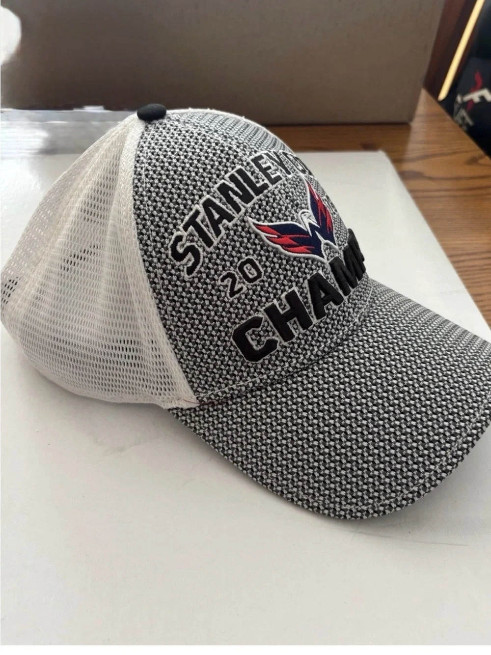 Fanatics Gray and Black CHAMPS Hat with Red/Blue Logo